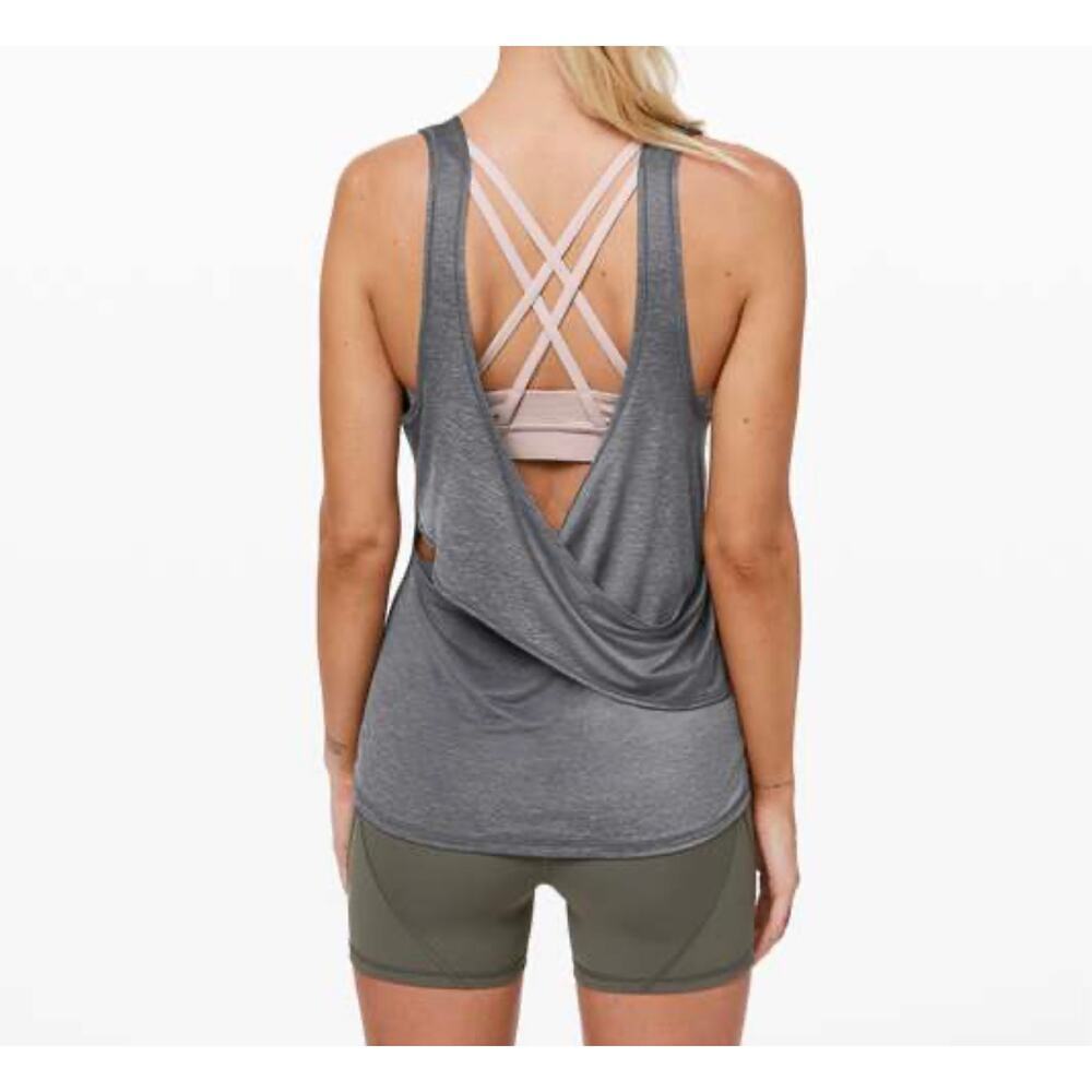 Lululemon Reenergized 2-in-1 Tank Gray & Nude / Tan Women's 4